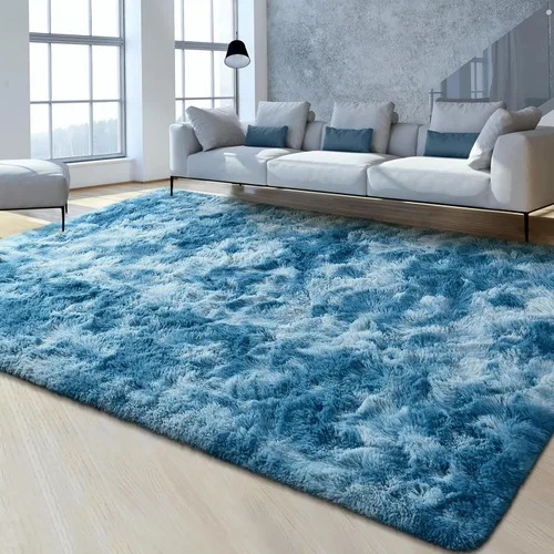 Miniatura 37 de FlyDOIT Alfombras Grandes para Sala de Estar, 5x8 Pies Alfombra Shaggy Teñida con Tie-Dye Gris Oscuro, Alfombras Mullidas Tipo Manta, Alfombras