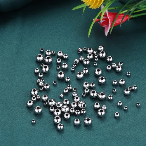 Miniatura 5 de ZHENYIN 200 cuentas espaciadoras redondas de acero inoxidable de 0.118 in, 0.157 in, 0.197 in y 0.236 in para fabricación de joyas