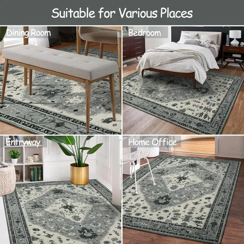 Miniatura 284 de Lahome Alfombra Bohemia Tribal Lavable de 3 x 5, Alfombras Antideslizantes para Entrada, Dormitorio, Sala de Estar, Vintage, Ultra Suave, No