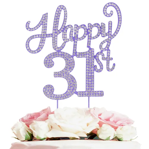 Miniatura 85 de LASKYER Decoración de feliz cumpleaños número 10, decoración de pastel de diamantes de imitación dorados de 10º cumpleaños – Letrero de metal
