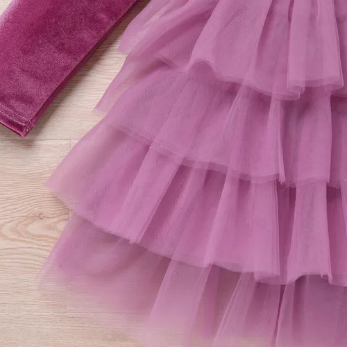 Miniatura 96 de IDOPIP Vestido tutú de terciopelo para niñas pequeñas, vestido de manga larga para princesa, Navidad, cumpleaños, fiesta, boda, vestidos de otoño e