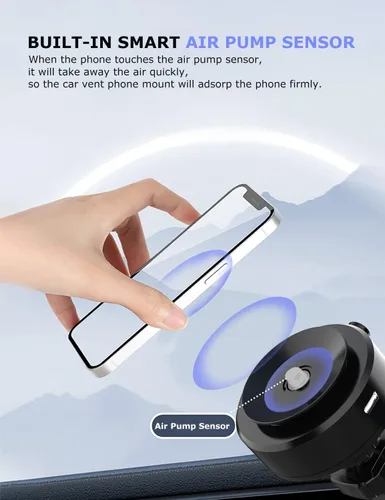 Miniatura 3 de PHOCAR Soporte de teléfono para automóvil al vacío, soporte para teléfono con ventilación de aire, absorción automática de vacío, sin necesidad