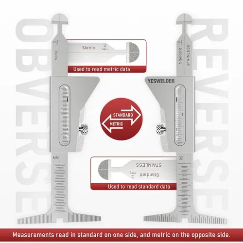 Miniatura 3 de YESWELDER Medidor de soldadura HI-LO de acero inoxidable en pulgadas y métricas para medición de tubos después del ajuste/alineación, brecha