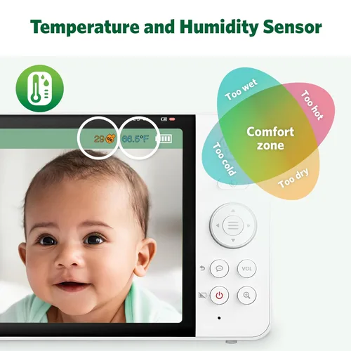 Miniatura 8 de LeapFrog LF920-2HD Monitor de bebé de video de 2 cámaras con pantalla HD de 7 pulgadas, pantalla dividida, visión nocturna a color de 1080p