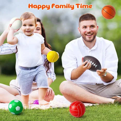 Miniatura 7 de Billeeit Juego de Mini Pelotas Deportivas para Niños Pequeños de 1-3 Años, Bolsa Deportiva para Niños, Incluye 1 de Cada Una: Fútbol de Espuma