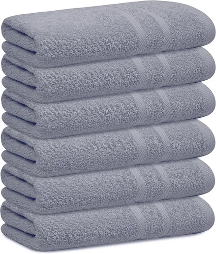 Miniatura 16 de Looperry Juego de 6 toallas de baño pequeñas - toallas de ducha 100% algodón 23 x 46 pulgadas 450 GSM. Ligeras y absorbentes, suaves y de secado