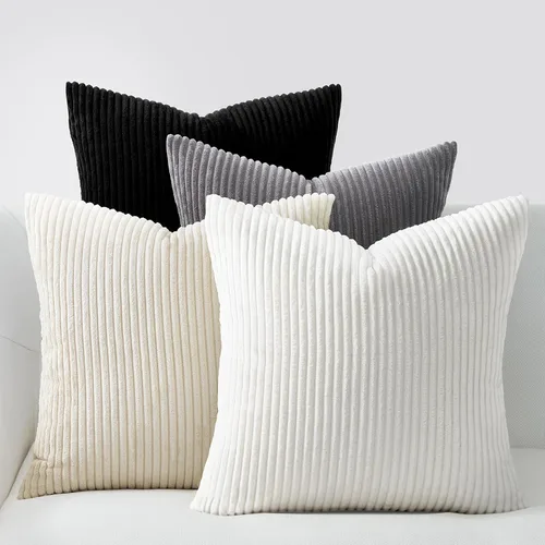 Miniatura 16 de Topfinel - Juego de 4 fundas decorativas para cojín, terciopelo suave, diseño moderno de doble cara, decoración del hogar, no incluye relleno, beige