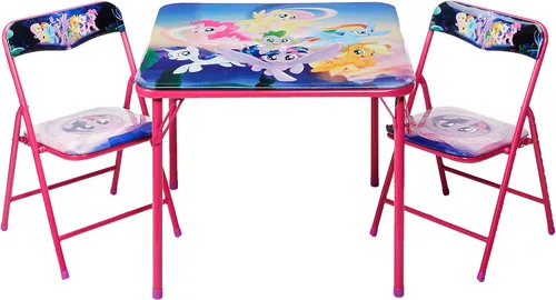 Miniatura 24 de Idea Nuova Juego de muebles de 3 piezas con 1 mesa cuadrada y 2 sillas plegables para niños, Strawberry Shortcake Tarta de Fresa