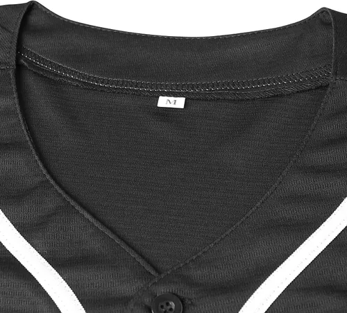 Miniatura 7 de Phoneutrix Camisetas Jersey de Béisbol Hip Hop Hipster Lisas en Blanco con Botones Uniformes Deportivos para Hombres y Mujeres Jersey