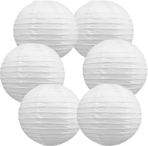 Miniatura 26 de BEISHIDA Faroles de Papel Blancos de 12 Pulgadas Decorativos Chinos/Japoneses Colgantes Redondos de Papel Lámparas para Cumpleaños, Bodas, Navidad