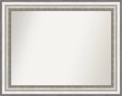 Miniatura 9 de Amanti Art Espejo de baño plateado para sobre el fregadero, 26 x 26 pulgadas, espejo cuadrado de plata antigua, marco de madera tradicional mediano