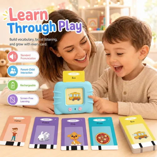 Miniatura 3 de Tarjetas didácticas parlantes para niños pequeños de 1, 2, 3, 4, 5 años, 224 palabras visuales, juguetes de aprendizaje de idiomas Montessori