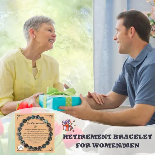 Miniatura 5 de Long tiantian Regalos de jubilación para compañeras de trabajo, pulsera de brújula de piedra natural para despedida, despedida de despedida