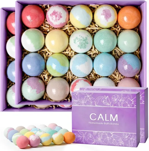 Miniatura 9 de CalmNFiz Set de 20 bombas de baño para mujeres, regalo natural con maravilloso efecto efervescente, con manteca de karité y aceites esenciales, baño