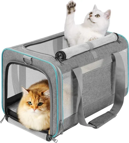 Miniatura 12 de GAPZER Transportador de mascotas para gatos grandes de 20 libras + / Transportín de lados suaves para perros pequeños de 12 libras, jaula de viaje