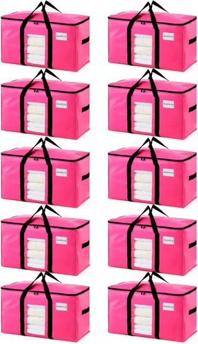 Miniatura 18 de TAILI - Bolsas de mudanza extra grandes, paquete de 10 bolsas negras resistentes para almacenamiento con ventana visible, asas envolventes