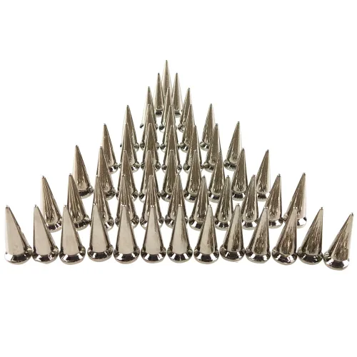 Miniatura 2 de 50 piezas de clavos de cono plateado metálicos con rosca trasera para manualidades, remaches frescos, punk, 0.394 x 0.984 in