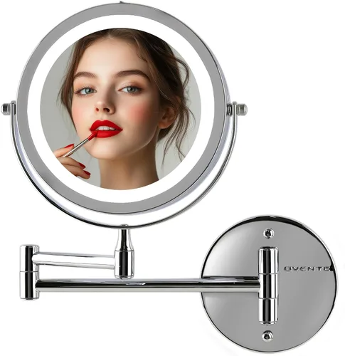 Miniatura 12 de OVENTE Espejo de maquillaje iluminado para montaje en la pared, espejo de tocador de doble cara de 7 pulgadas con aumento 1X/7X para baño con luces