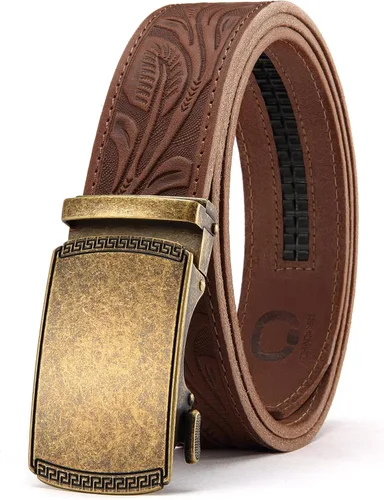 Miniatura 54 de CHAOREN Cinturón para hombre de cuero con trinquete - Ajuste personalizable, estilo sin esfuerzo (35 mm)