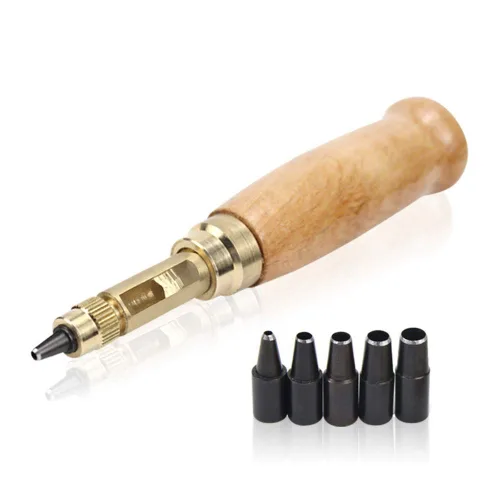 Miniatura 2 de Teng Lang Herramienta de encuadernación de cuero con agujero de tornillo ajustable, perforadora de papel, perforadores de manualidades, 6 puntas