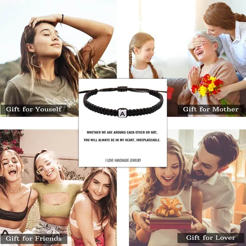 Miniatura 54 de Pulseras hechas a mano, pulseras para mujeres y hombres, pulsera ajustable con inicial, regalos de joyería para mamá, esposa, novia, ella, amigos