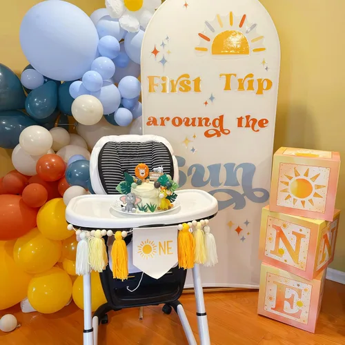 Miniatura 4 de Here Comes the Son - Kit de arco de globos, guirnalda de globos retro azul amarillo bohemio con mostaza, amarillo, pastel, azul, arena, blanco