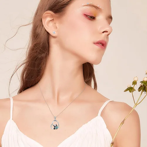Miniatura 2 de Lindo regalo de animales de plata esterlinapanda rojoconejo, collar con colgante de animal lindo joyería para mujeres niñas regalos