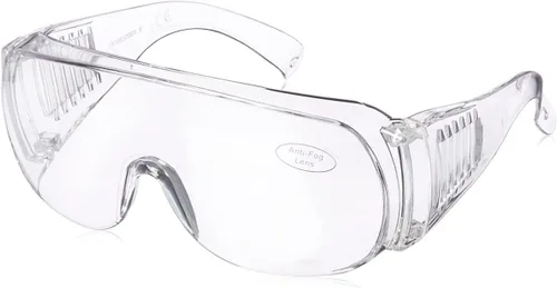 EMI # 412 - Lentes de seguridad transparentes para usar sobre lentes, antivaho y antiarañazos, para profesionales médicos, laboratorios y lugares de