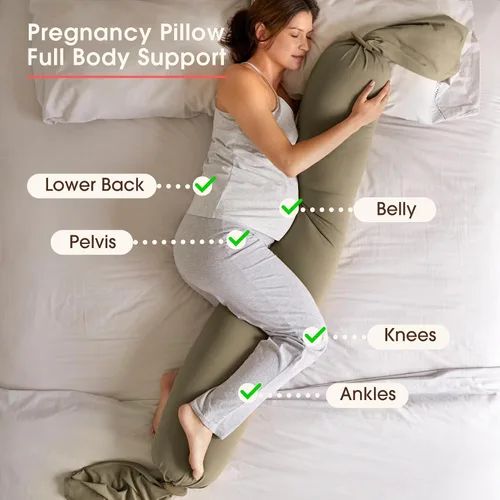 Miniatura 3 de bbhugme Almohada de embarazo ajustable – Soporte de cuerpo completo para dormir de lado – Firmeza y forma ajustables – Soporta espalda, piernas