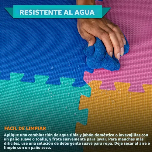 Miniatura 5 de ProSource Alfombra de espuma para rompecabezas para niños y bebés con colores sólidos, 36 o 16 azulejos encajables con bordes, Negro/Gris/Blanco