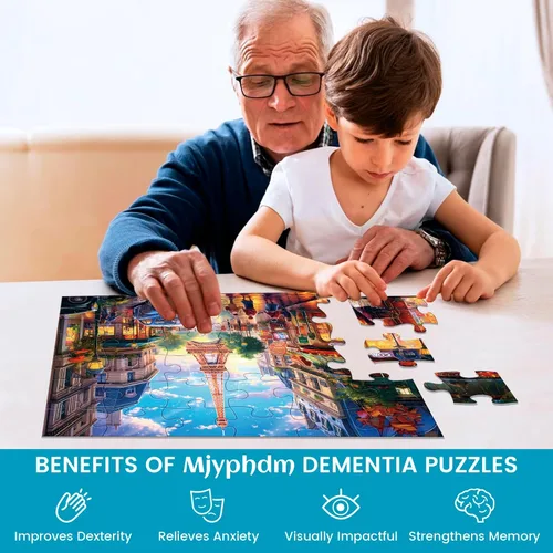 Miniatura 6 de Paquete de 6 rompecabezas grandes de 36 piezas para personas mayores, rompecabezas de demencia para adultos mayores, rompecabezas para adultos