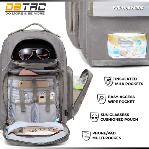 Miniatura 4 de DBTAC - Mochila para pañales para papá, bolsa de pañales grande para hombre con cambiador, bolsillos aislados+para limpiar, correas para cochecito