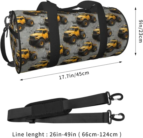 Miniatura 2 de Large Duffle Bag for Travel - Yellow Truck Retro Print Gym Bag for Women Men, Travel Foldable Bags for Women Men with Zippered Multiple Pockets
