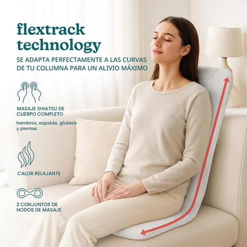 Miniatura 3 de Homedics Cojín de masaje ShiatsuFlex, terapia avanzada de shiatsu, tecnología FlexTrack, amasamiento profundo para aliviar el dolor en la espalda