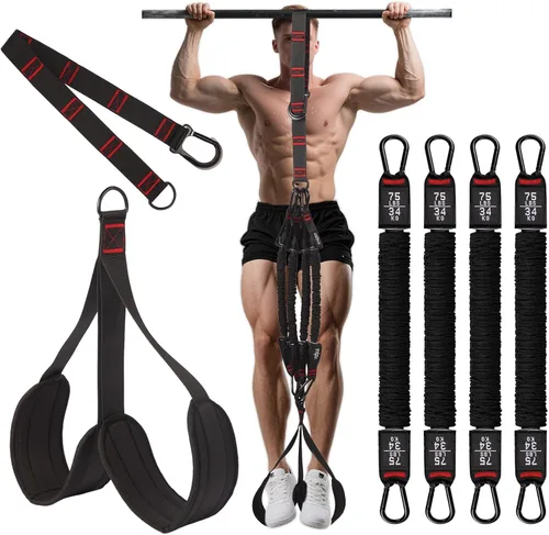 Bandas de asistencia para dominadas, banda de entrenamiento resistente con reposapiés, 4 bandas para dominadas, bandas de asistencia para