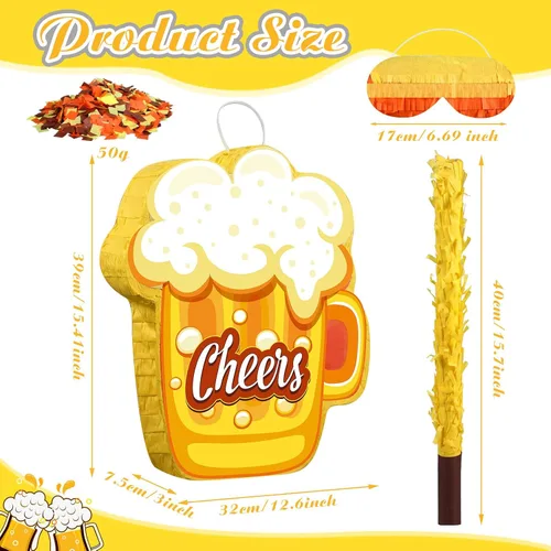 Miniatura 2 de Panelee Piñata para adultos con borla con borla para los ojos vendados, taza de cerveza, piñata, whisky, tequila, juego de botellas para adultos