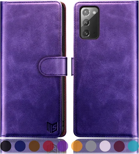 Miniatura 11 de SUANPOT Funda de piel tipo cartera para Samsung Galaxy Note 20 5G de 6.7 pulgadas con bloqueo RFID, tarjetero para tarjetas de crédito, funda