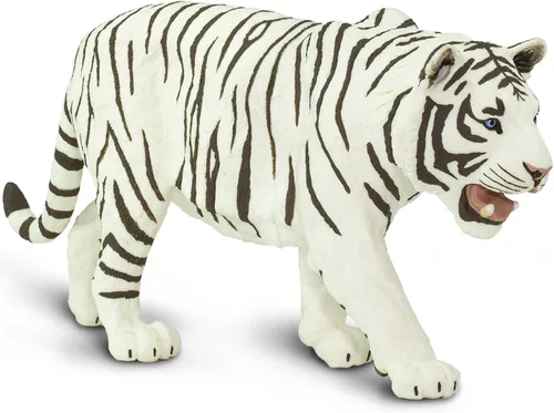Safari Ltd. Figura de tigre siberiano blanco, figura detallada de plástico de 10 pulgadas, divertido juguete educativo para niños, niñas y niños a