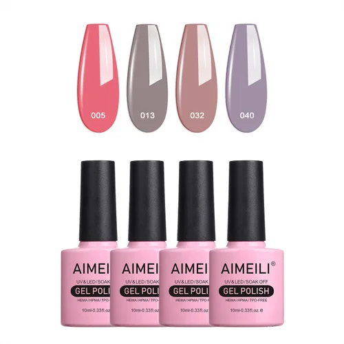 AIMEILI Secado UV-LED. Esmalte de uñas de gel de color camaleónico multicolor/mezcla de colores/color de combinación conjunto de 4 piezas X 10ml,