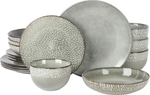 Miniatura 25 de Gibson Elite Peach Orchard 12-Piece New Bone China Dinnerware Set Service for 4, Embossed Fluted Plates and Bowls, Dishwasher and Microwave Safe