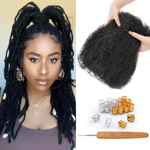 Miniatura 56 de Extensiones Loc de 10 pulgadas de grosor de cabello humano de 10 pulgadas, 10 hebras, extensiones de rastas de cabello humano para mujeres