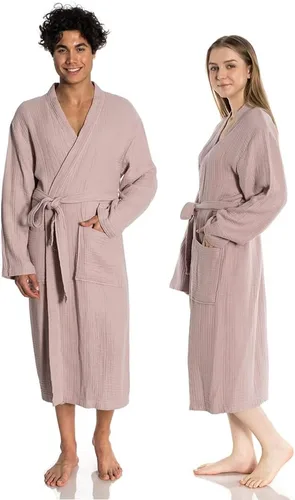 Miniatura 3 de Bata de baño unisex de muselina turca, 100% algodón, suave, absorbente, lavado de ropa natural