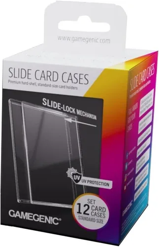 Estuches de tarjeta deslizante Gamegenic - Porta tarjetas premium de carcasa dura con innovador mecanismo de bloqueo deslizante (paquete de 12),