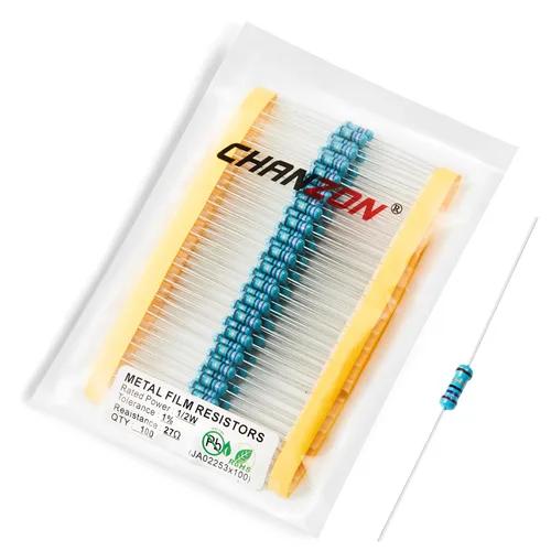 Miniatura 9 de Chanzon - 100 resistencias de película metálica 1/2 W (0.5 W) 10 Ω ohmios ±1% de tolerancia 10R MF, resistencias de agujero pasante con limitación
