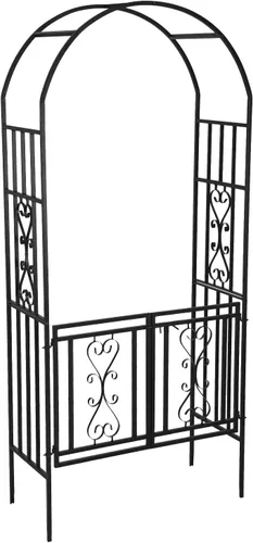 Miniatura 10 de Cenador de pérgola de metal, 100 pulgadas de alto x 45 pulgadas de ancho, arco de jardín para ceremonia de boda, fiesta, plantas de hierro curvado