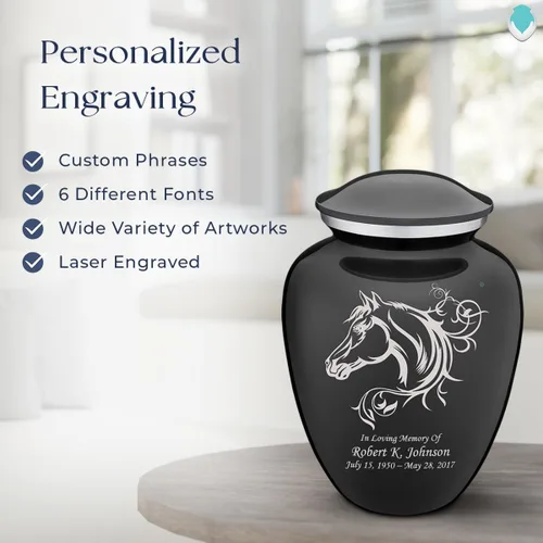 Miniatura 6 de Geturns Embrace - Urnas de cremación personalizadas para adultos para cenizas humanas, urna funeraria negra grande para hombres y mujeres, 200 libras