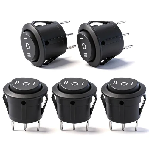 Miniatura 17 de mxuteuk Interruptor basculante momentáneo (ENCENDIDO) - Apagado de palanca DPST Power 4 Pin AC 250V 6A 125V 10A, uso para coche, barco