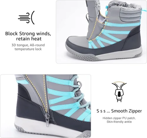 Miniatura 4 de STQ Botas de invierno para caminar para mujer, con cremallera, ligeras, acogedoras, botines con cordones