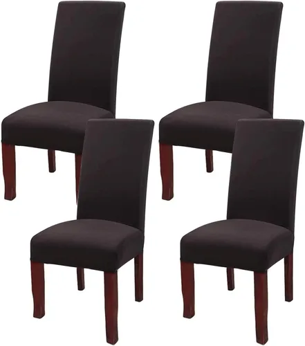 Miniatura 22 de Fundas para silla de comedor Yisun, fundas elásticas para silla de comedor, funda protectora para silla de comedor, mezcla de poliéster, Beige