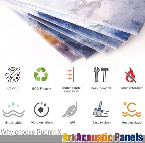Miniatura 5 de Paquete de 6 paneles de pared acústicos artísticos decorativos, mejor tratamiento acústico que la espuma, paneles de pared de alta calidad Montaña